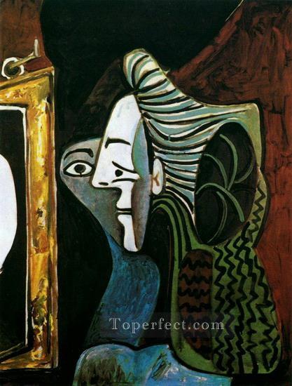 鏡を持つ女 1963 パブロ・ピカソ油絵